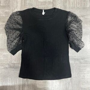 NEW Black Organza Sleeve Top Size Small